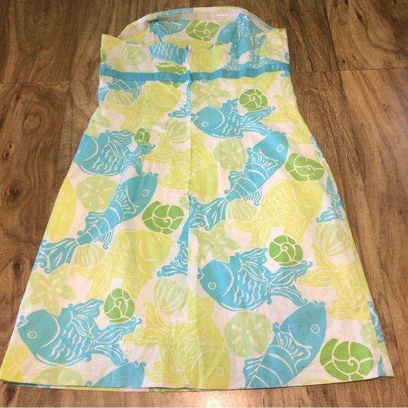Lilly Pulitzer Ocean Fish Sea Shells Strapless Dress Size 4 Beach Early 2000s - Picture 4 of 8